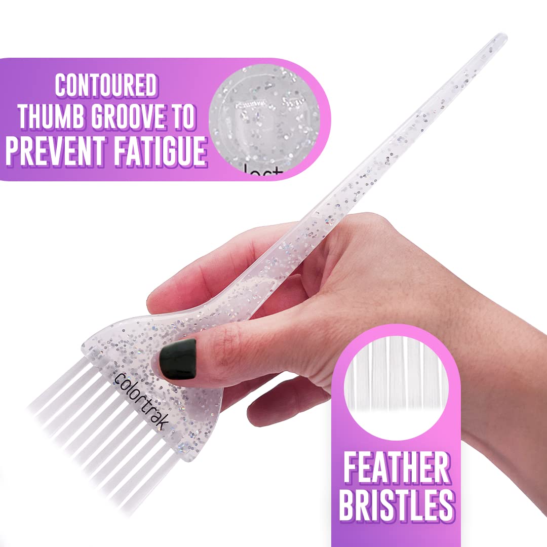 Colortrak Galaxy Glitter Hair Color Brush Set – 2-Piece Highlighting & Coloring Kit with Wide Soft & Stiff Bristle Brushes for Large Sections