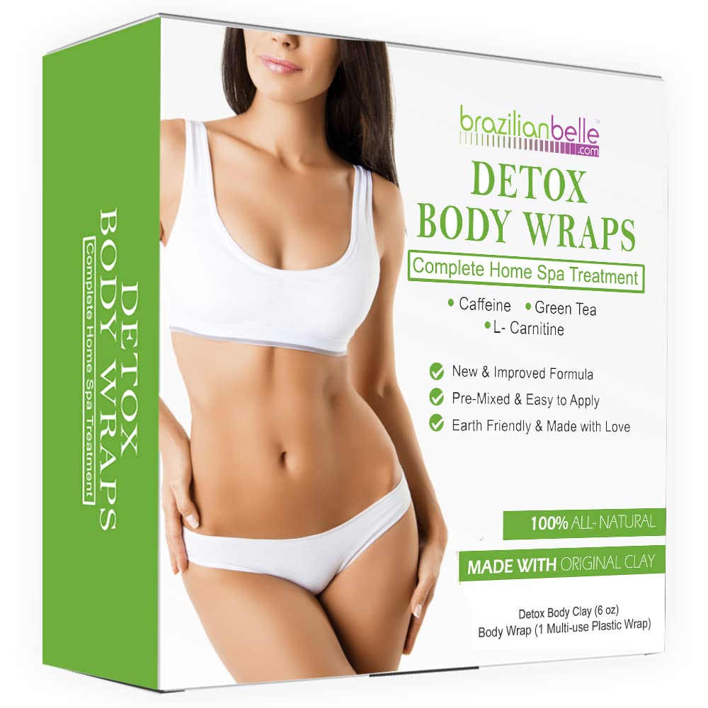 Brazilian Belle Detox Clay Body Wraps – Anti-Cellulite, Skin Tightening & Firming with Bentonite Clay & Aloe Vera – Up to 12 Treatments