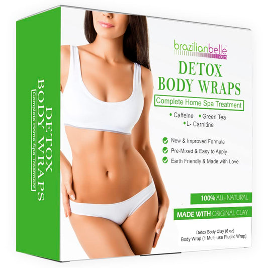 Brazilian Belle Detox Clay Body Wraps – Anti-Cellulite, Skin Tightening & Firming with Bentonite Clay & Aloe Vera – Up to 12 Treatments