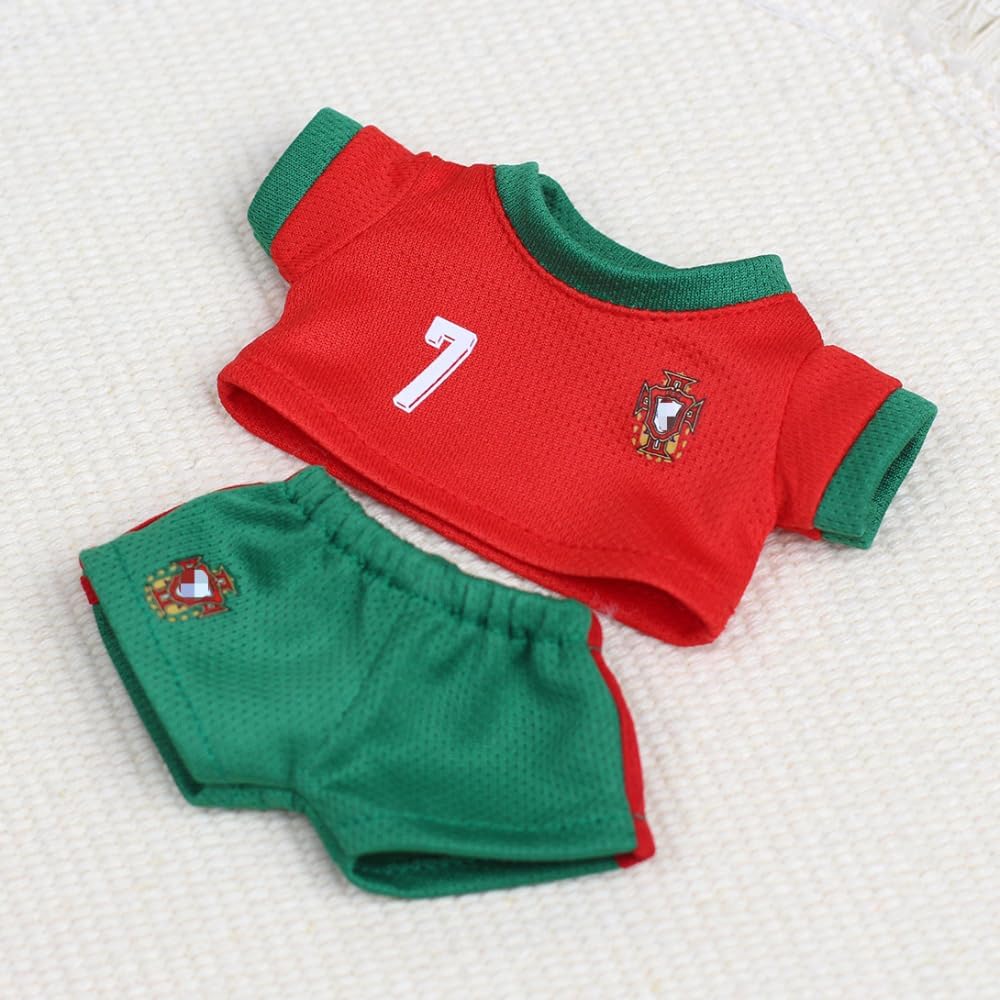 Clothes for Labubu 2-Piece Soccer Outfit - Breathable Fabric,Sporty Design with Jersey & Shorts,Perfect for 17cm Dolls(No Doll) (Number 7)
