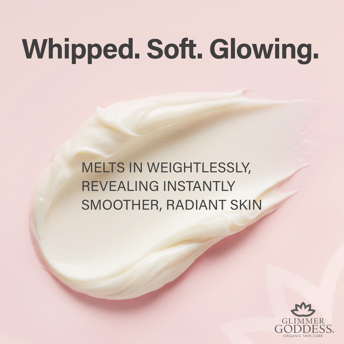 Glimmer Goddess Organic Whipped Body Butter for Women - Moisturizer Cream with Shea & Cocoa Butter, Almonds & Coconut Oil - Unscented, 8oz