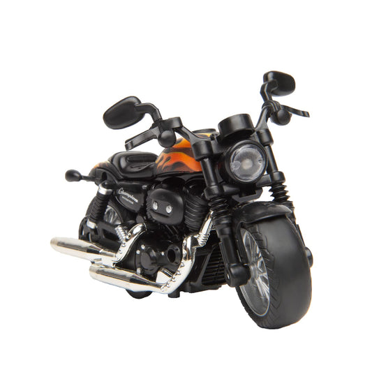 CYYSFIVQZ 1:14 Die-Cast Pullback Motorcycle Toy with Lights & Sounds, Friction Powered, Gift for Kids 3+ – Black, Birthday & Christmas