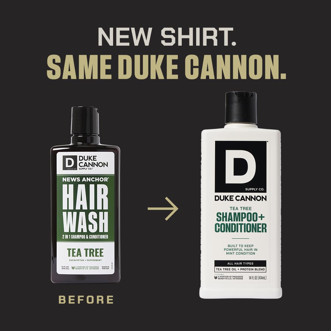 Duke Cannon 2-in-1 Tea Tree Hair Wash & Sawtooth Body Wash Bundle – Deep Clean, Refreshing Masculine Scent, Gentle Hair & Body Cleanser – 2 Pack