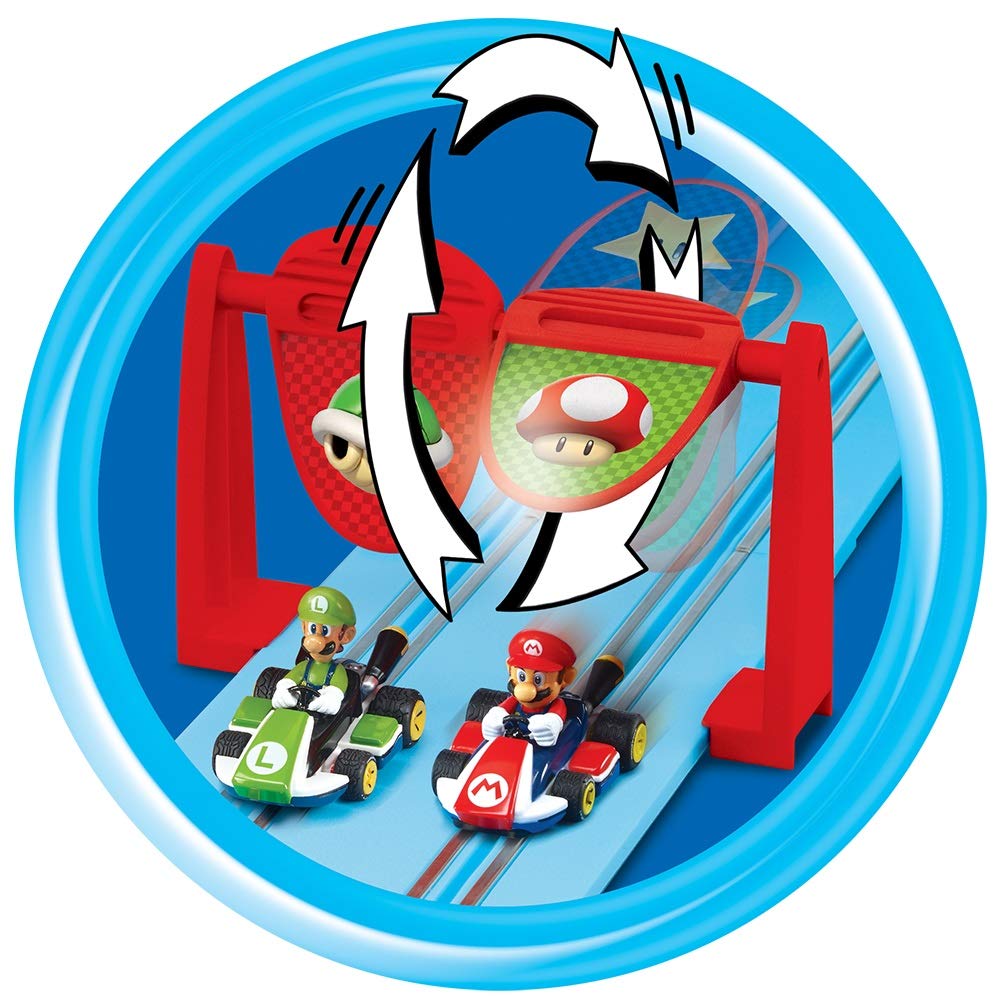 Carrera First Nintendo Mario Kart Slot Car Set with Mario & Luigi Cars – Battery-Powered Beginner Race Track Toy for Kids 3+