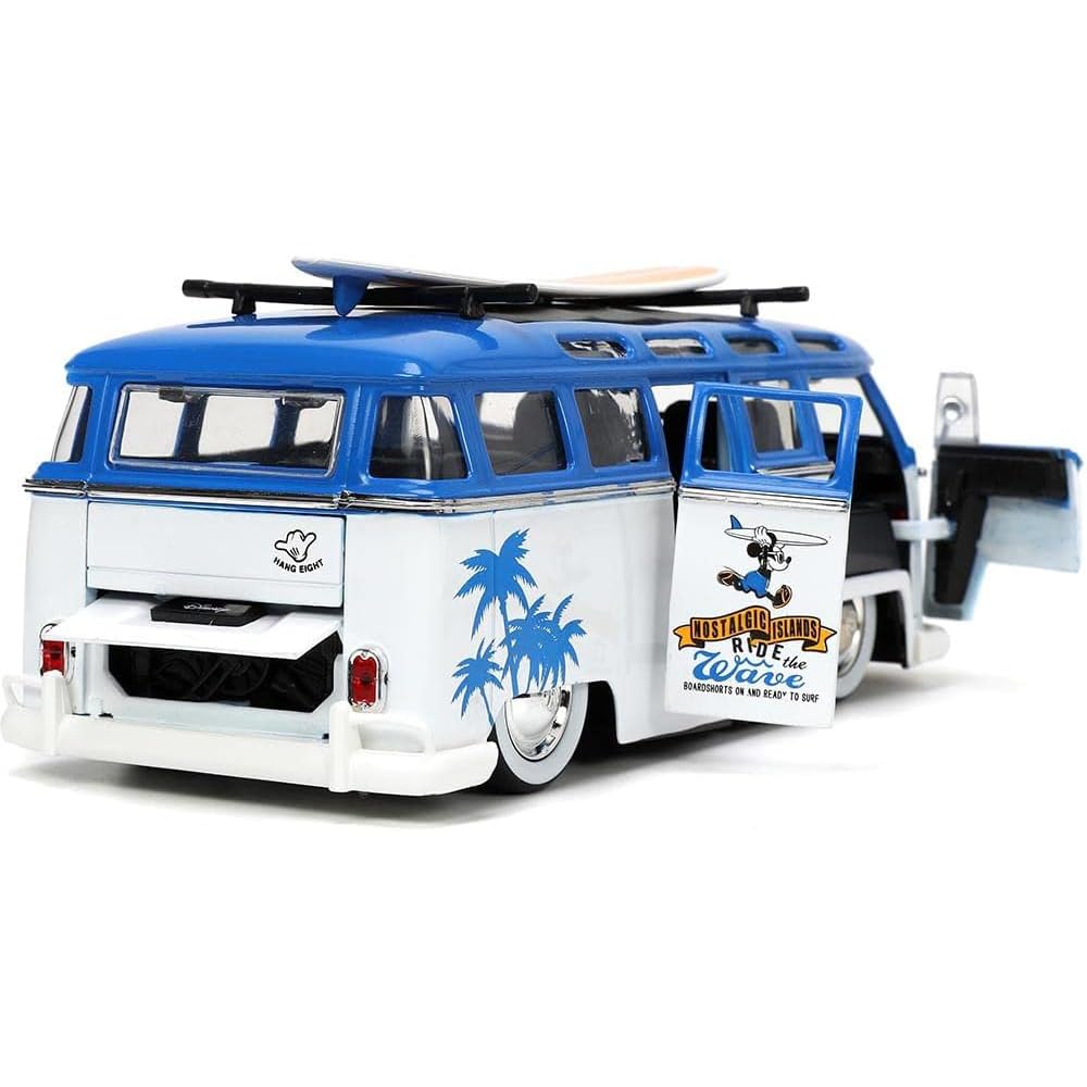Jada Toys Disney Mickey and Friends 1:24 Volkswagen T1 Bus Die-cast Car w/ 2.75" Mickey Mouse Figure, Toys for Kids and Adults