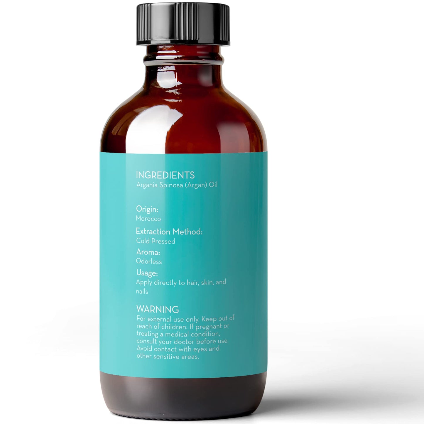 Pure Body Naturals Argan Oil for Skin and Face, 4 fl oz - Cold Pressed, Light, Pure Argan Oil for Hair - Aceite de Argan