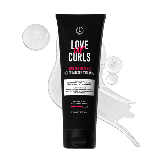 Love Ur Curls Irish Sea Moss Hair Gel, Medium Hold Hair Styling Curling Gel for Defined Curly Hair, Waves & Coils, Vegan, Cruelty Free, 236mL
