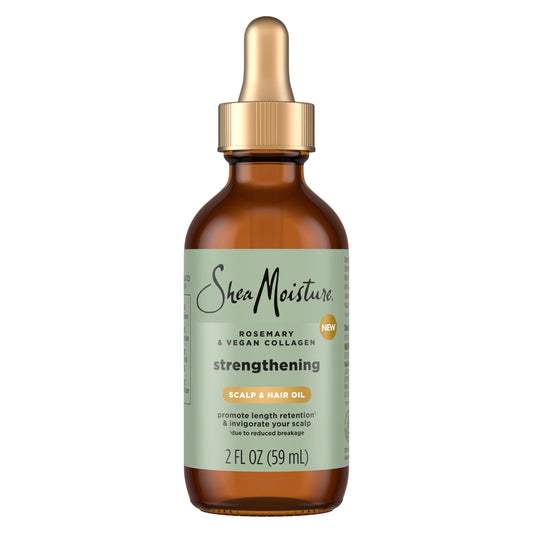 SheaMoisture Strengthening Scalp & Hair Oil with Rosemary & Vegan Collagen – Protects Scalp, Strengthens Hair, Cooling ScalpBoost Tech, 2 fl oz