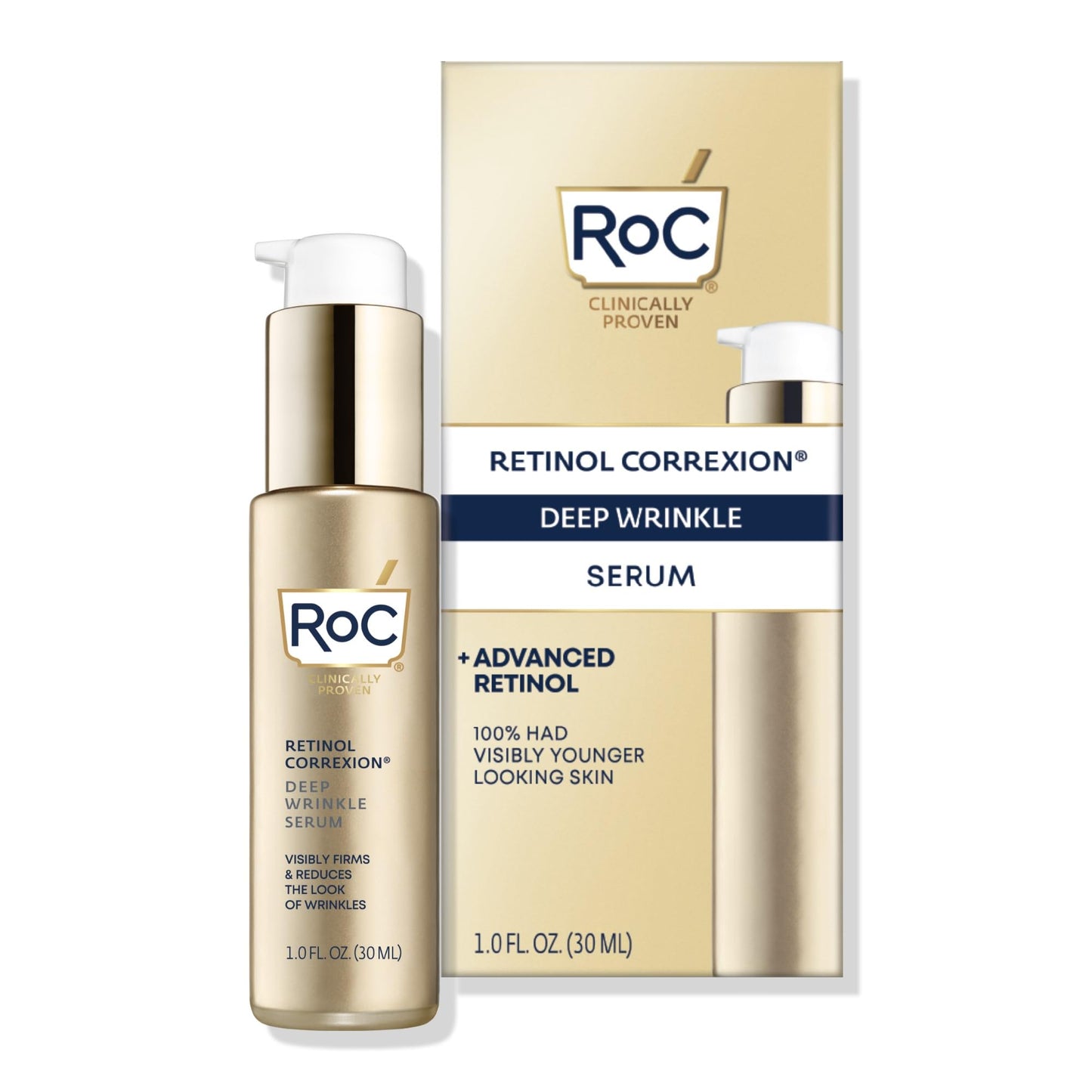 RoC Retinol Correxion Deep Wrinkle Serum with Vitamin C – Anti-Aging Treatment for Fine Lines, Dark Spots & Acne Scars, 1 oz