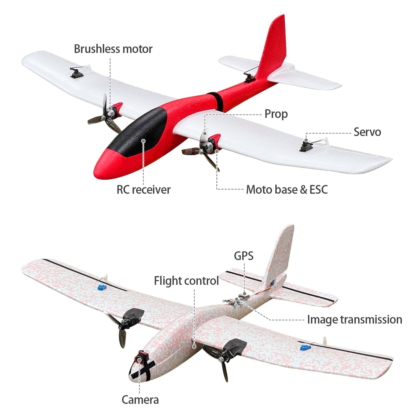 HAWK'S WORK 2 Pcs Foam Glider, 33.8" Super Large Airplane Toy Hand Throwing Plane, Outdoor Play & STEM & RC Conversion for Kids & All Age