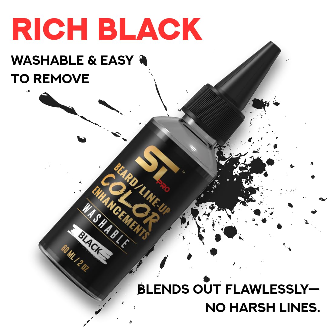 Supreme Trimmer Airbrush Hair & Beard Enhancement Spray | Barber-Grade Line-Up & Filler Ink | Water-Resistant, Washable, Pre-Mixed Precision (60ML Black)