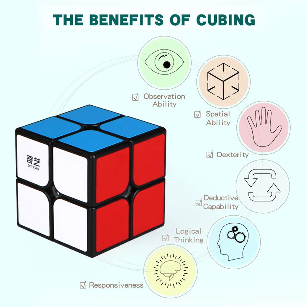 QiYi Qidi 2x2 Speed Cube Puzzle, Smooth Bright-Light Stickers, Classic Colors – Educational Toy to Boost Kids’ Focus & Responsiveness