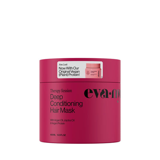 Eva NYC Therapy Session Deep Conditioning Hair Mask with Vegan Protein, Jojoba Oil + Argan Oil - Hydrate, Soften + Repair Hair Strength - Sulfate Free - Warm Vanilla Scent - 13.5 fl oz