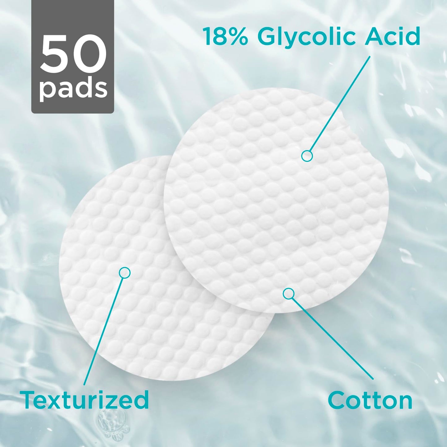 Tree of Life 18% Glycolic Acid Face Pads, 50 Count – Exfoliating Pads with Witch Hazel, Vitamins C, B5 & E for Smooth Skin & Reduced Pigmentation