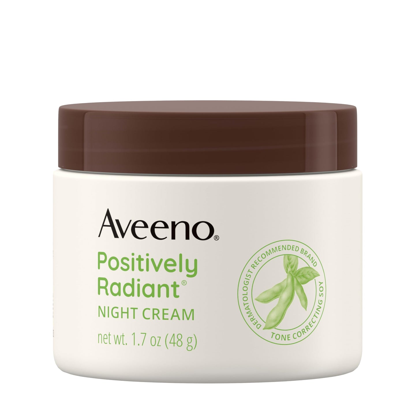 Aveeno Positively Radiant Night Cream for Face & Neck – Tone Correcting Soy & Niacinamide, Evens Skin, Targets Dullness, 1.7 oz