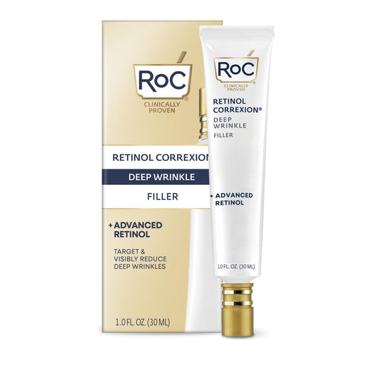 RoC Retinol Correxion Wrinkle Filler for Deep Wrinkles with Hyaluronic Acid & Retinol, Skin Care for Women and Men, 1 Fl Oz (Packaging May Vary)