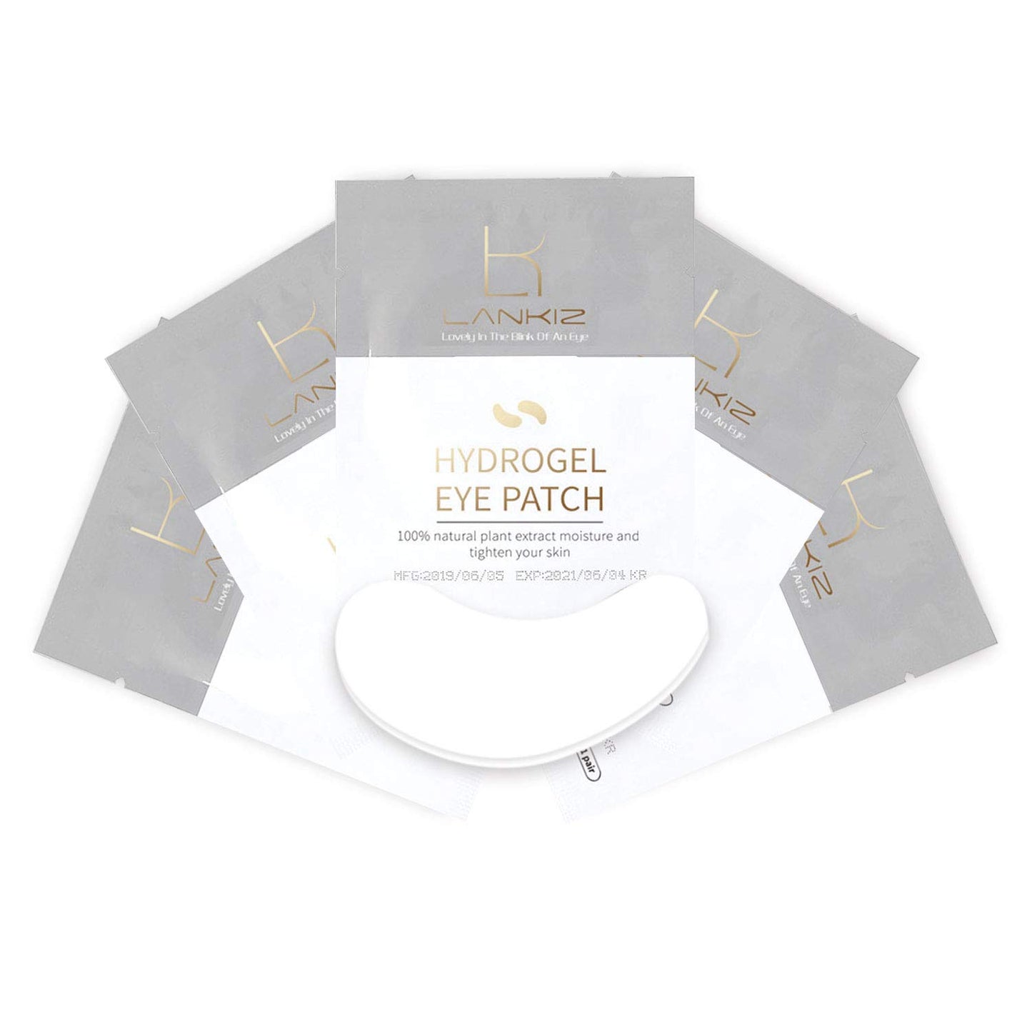 LANKIZ 100 Pairs Under Eye Gel Pads for Lash Extensions – Natural Plant Extract, Collagen Hydrogel, Lint-Free, Moisturizes & Reduces Puffiness