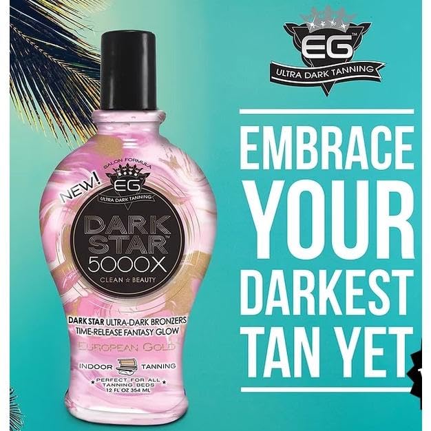 European Gold Dark Star 5000X Indoor Tanning Lotion for Tanning beds, 12 fl oz