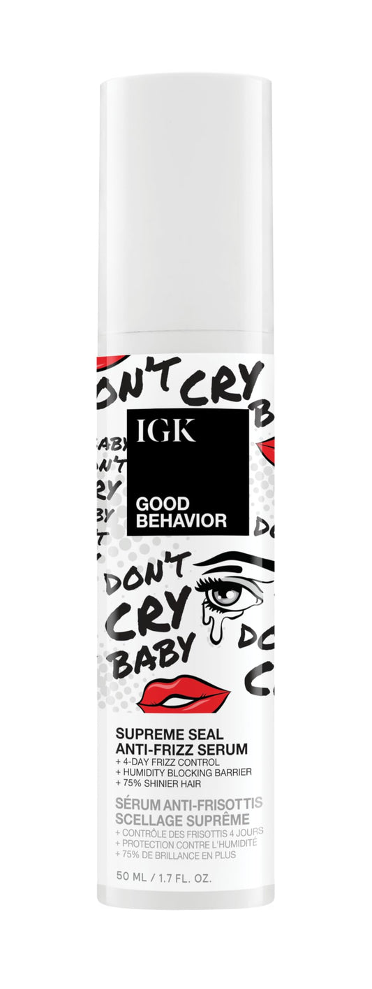 IGK Good Behavior Anti-Frizz Smoothing Serum – Boosts Shine, Seals Out Humidity, UV & Heat Protection, For Dry Frizz-Prone Hair, 1.3 oz