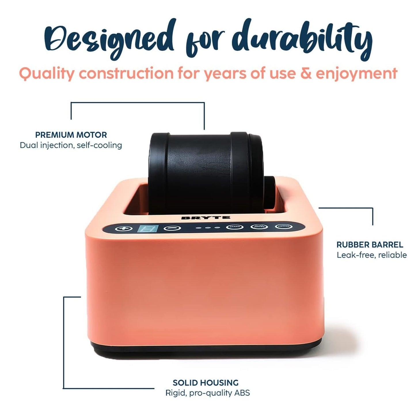 BRYTE Pink Rock Tumbler – 3 Speeds, 9-Day Digital Timer, Self-Cooling Motor, Dual Injection, Professional Polisher Kit for Kids & Adults