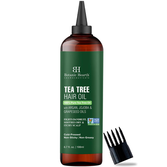 Botanic Hearth Tea Tree Hair Oil – 100% Pure with Jojoba & Grapeseed Oils for Hair Growth, Strength & Repair, Hydrating Hair Tonic, 6.7 fl oz