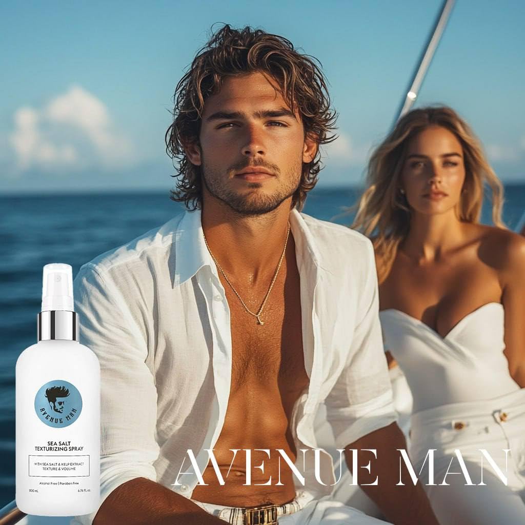 Avenue Man Sea Salt Spray for Men | Texturizing & Thickening Hair Spray with Kelp & Seaweed Extract | Adds Volume & Beach Texture | 6.76 Oz