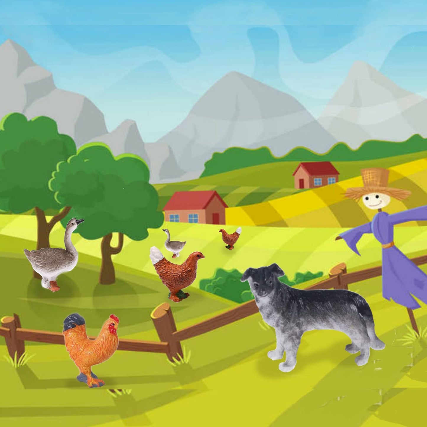 15-Piece Mini Farm Animal Figurines Set – Realistic Plastic Toys for Learning, Play, Cake Toppers, Party Supplies, Easter & Birthday