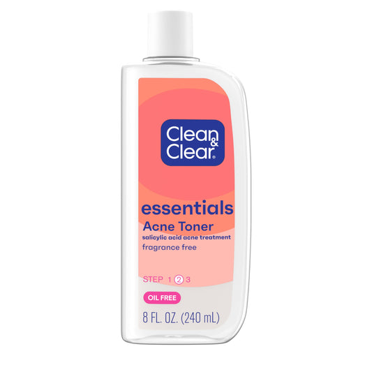 Clean & Clear Essentials Oil-Free Acne Toner, 2% Salicylic Acid, Gentle Pore-Cleansing, Blackhead & Pimple Treatment, 8 fl. oz