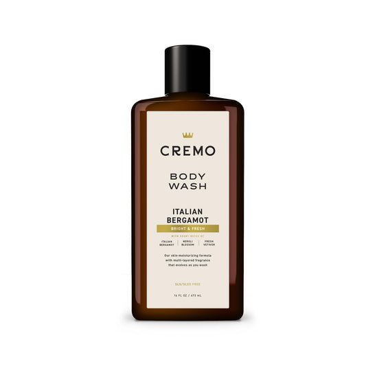 Cremo Body Wash Men, Notes of Italian Bergamot, Neroli Blossom, and Fresh Vetiver, Rich-Lathering Italian Bergamot, 16 Fl Oz