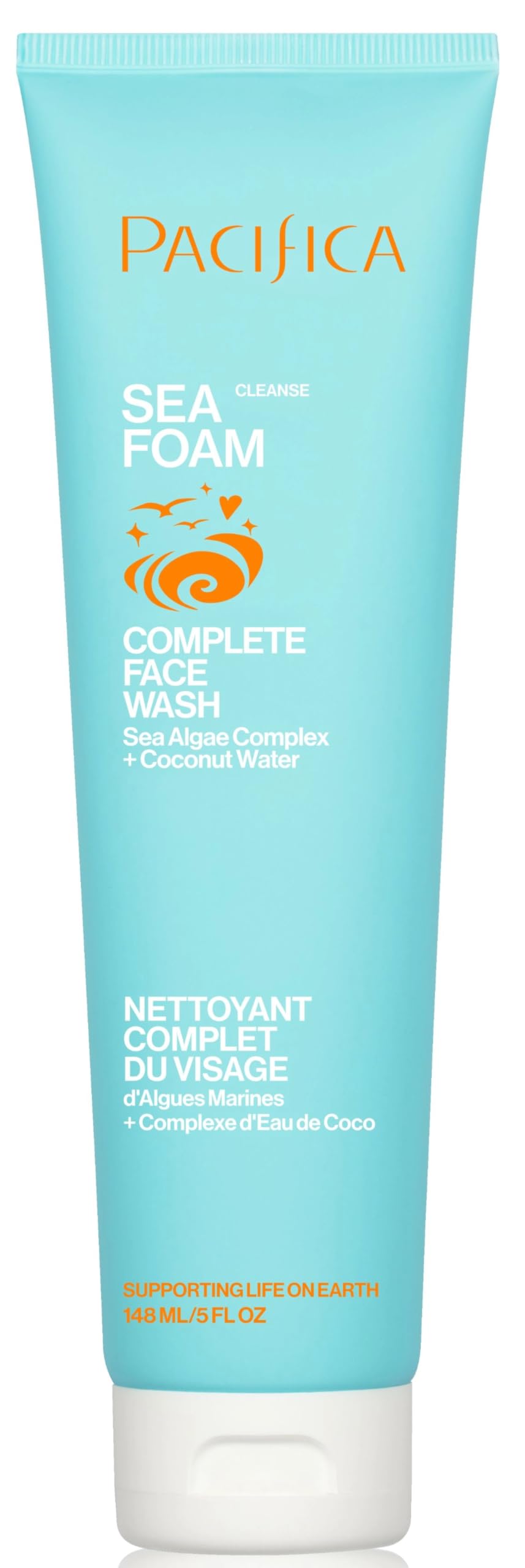Pacifica Sea Foam Face Cleanser – Gentle Daily Foaming Wash with Coconut Water & Sea Algae, Removes Makeup, Vegan, Oily/Combo Skin