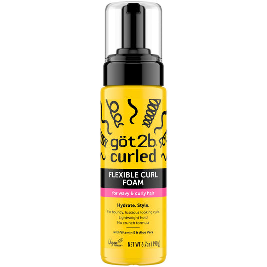 Got2B Curled Flexible Curl Foam, 6.7oz, for type 2-3 curls, wavy & curly hair, for bouncy curls, lightweight hold, no crunch formula
