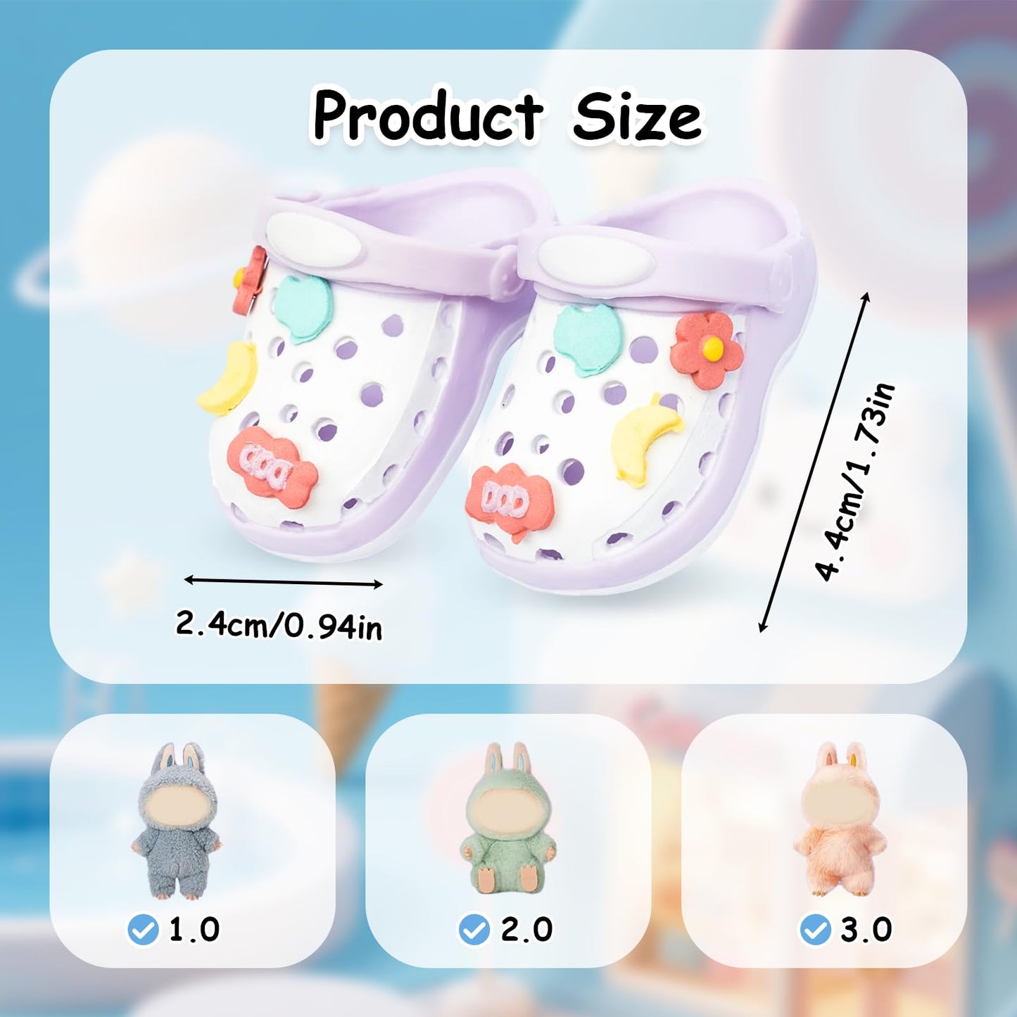 Shoes for Lububu(NO Doll),2025 Mini Shoes for Lububu Doll Accessories,Doll Shoes for Lububu Dress Up,Accessories for Lububu(Purple