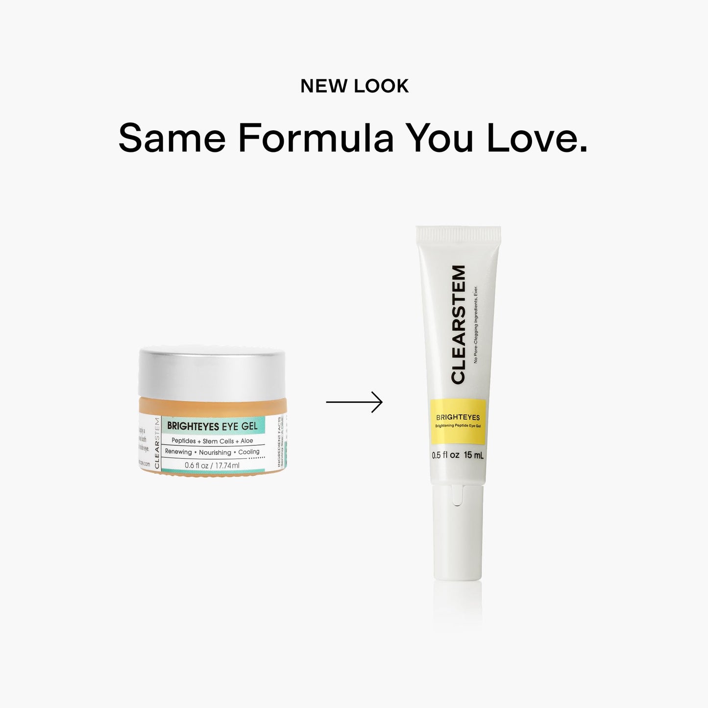 CLEARSTEM BRIGHTEYES Eye Gel & Lip Renewal - Cooling, Nourishing, Stem Cells, Peptides, Collagen, Aloe Vera - Gluten Free, 0.6 fl oz