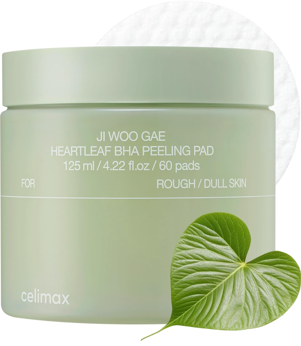 Celimax Ji.Woo.Gae Heartleaf BHA Peeling Pads – Exfoliating Toner Pads with Heartleaf Extract, Hydrating & Acne-Fighting, 60 Pads