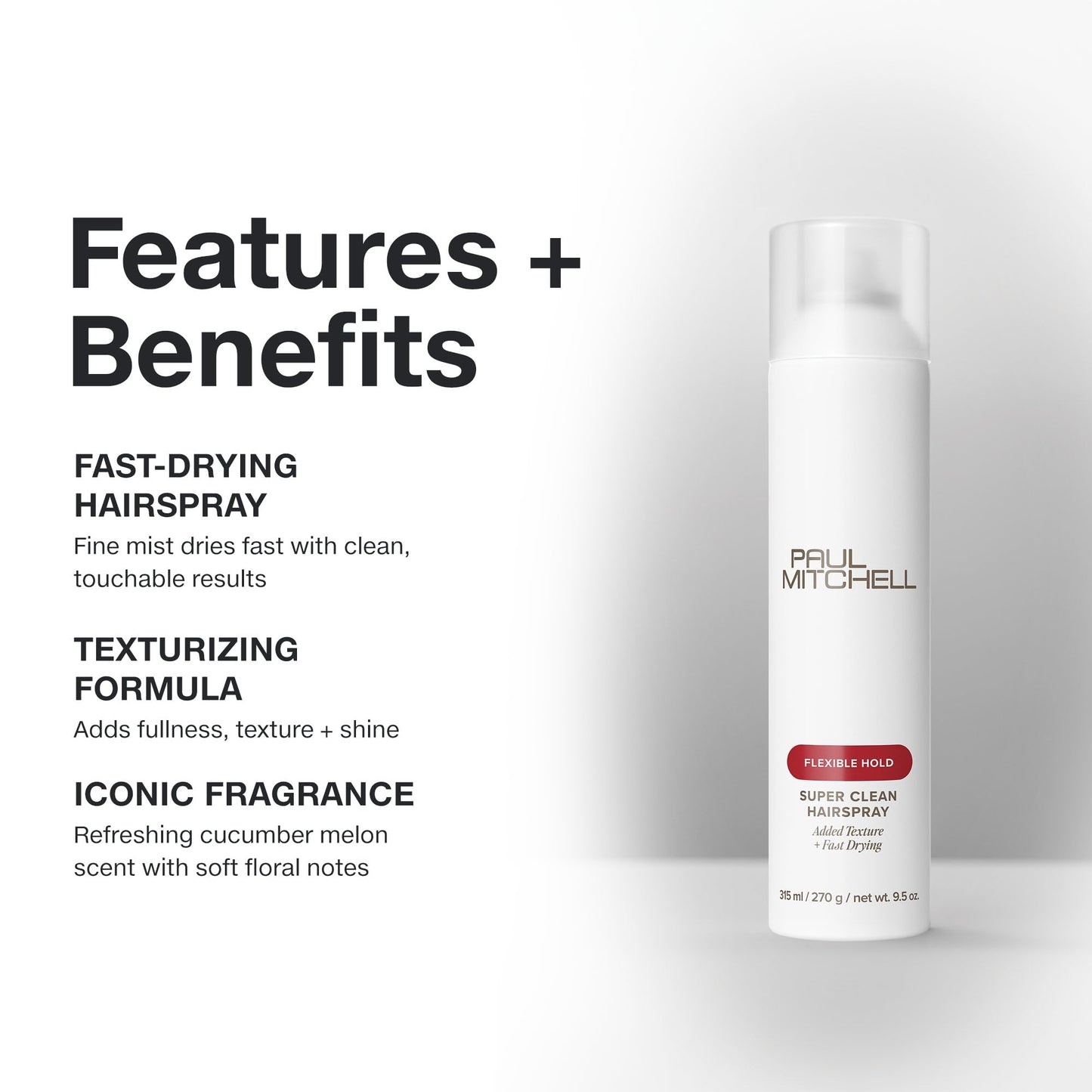 Paul Mitchell Super Clean Spray, Flexible Hold, Touchable Finish, For All Hair Types, 9.5 oz.