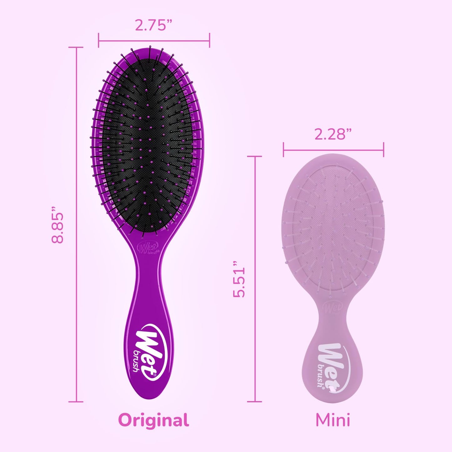 Wet Brush Original Detangler 2 Pack (Pink & Purple) – Tangle-Free Hair Brush for Wet & Dry Use, Soft Bristles for All Hair Types