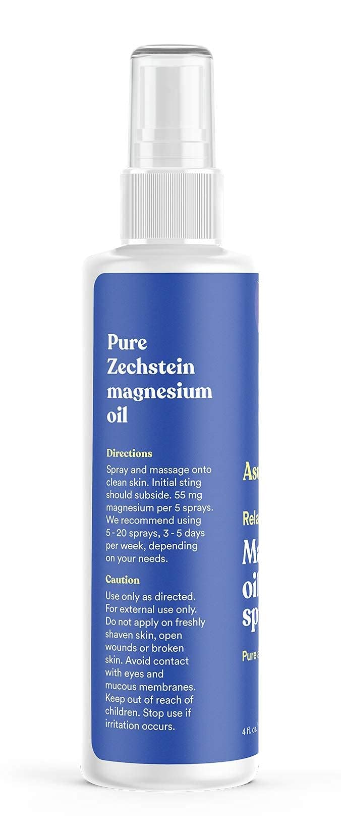ASUTRA Magnesium Oil Spray, 4 fl oz - Topical Magnesium, Rapid Absorption, Pure, Odorless and Non-Greasy, Magnesium Derived from Zechstein Seabed