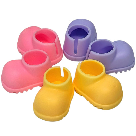 3 Pairs Doll Shoes Accessories, Mini Shoes for 17cm/6.7" Dolls, Multiple Colors (Yellow, Pink, Purple) to Match Outfits