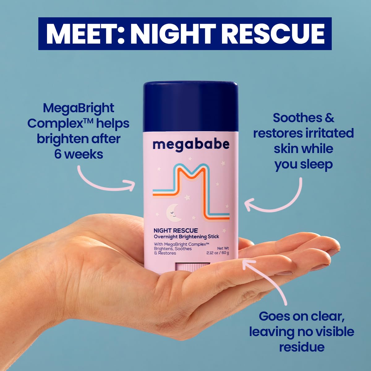 Megababe Night Rescue | Brightening & Soothing | 2.12 oz