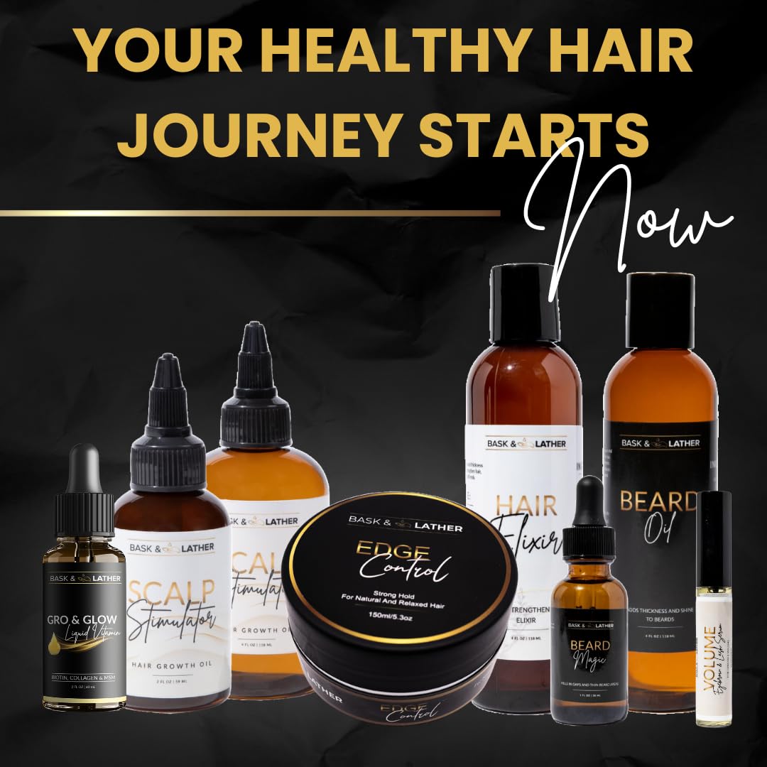 Bask & Lather Lash & Brow Serum with Castor & Jojoba Oil – Thicker, Fuller, Longer Eyelashes & Eyebrows, 3-Month Supply, Brush Applicator