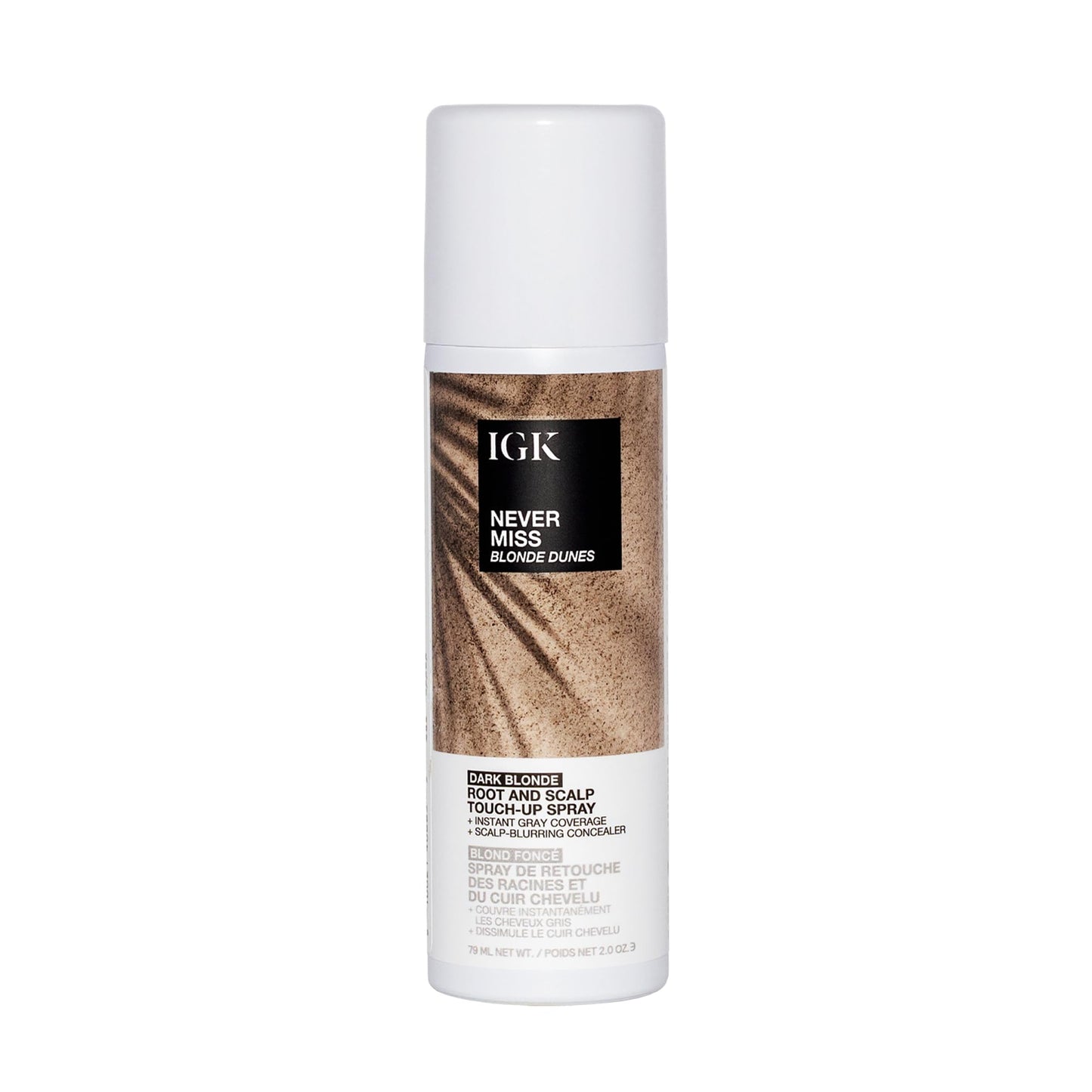 IGK NEVER MISS Root & Scalp Touch-Up Spray - Dark Blonde | Covers Grays & Thinning Roots | Waterproof, Sweat-Resistant, Non-Flaking | With Biotin, Rosemary & Squalane | 2oz