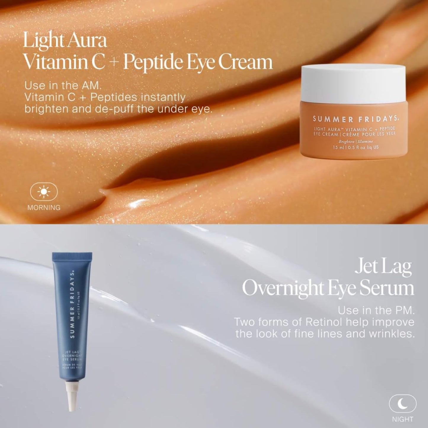 Summer Fridays Jet Lag Overnight Eye Serum – Hydrate, Smooth & Depuff Dark Circles, Firm Undereye, 0.5 Fl Oz