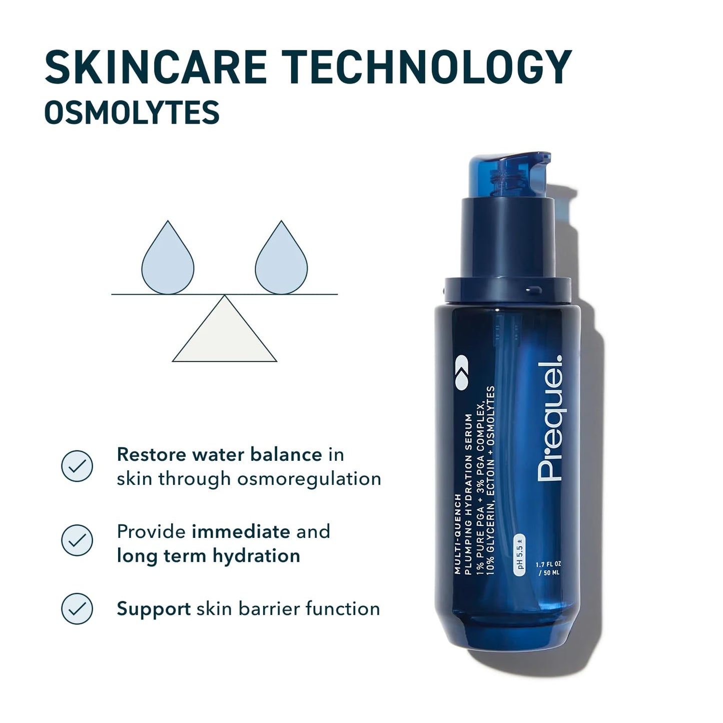 Prequel Skin Multi-Quench Hydration Serum for Face – Intensive Moisturizing Facial Serum with PGA Complex for Dry, Sensitive Skin, 1.7oz