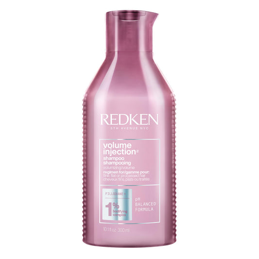 Redken Volume Injection Shampoo | Lightweight Volumizing Shampoo for Fine, Flat Hair | Adds Lift, Fullness & Body | Soft, Shiny Finish | Paraben-Free