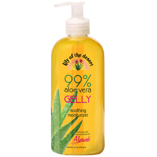 Lily Of The Desert Gelly Moisturizer, 99% Organic Aloe Vera Gel with Vitamin E & C – Soothes Sunburn, After Sun Skin Care, 16 Fl Oz