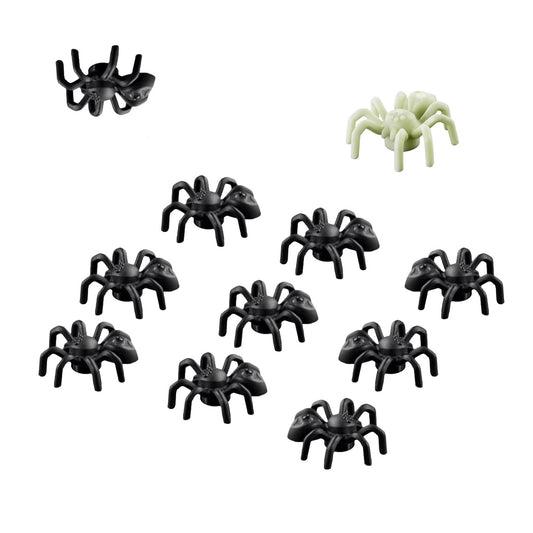 LEGO Animal Halloween Accessory - 10 Black Spiders (with Bonus Glow in The Dark Spider)