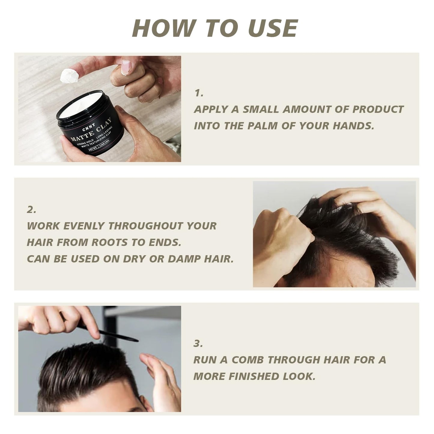 CNNY Men's Hair Styling Clay 3.53 oz, Firm Hold, Matte Finish, Hair Clay with Natural Ingredients, Add Volume & Texture, Premium Men’s Hair Type