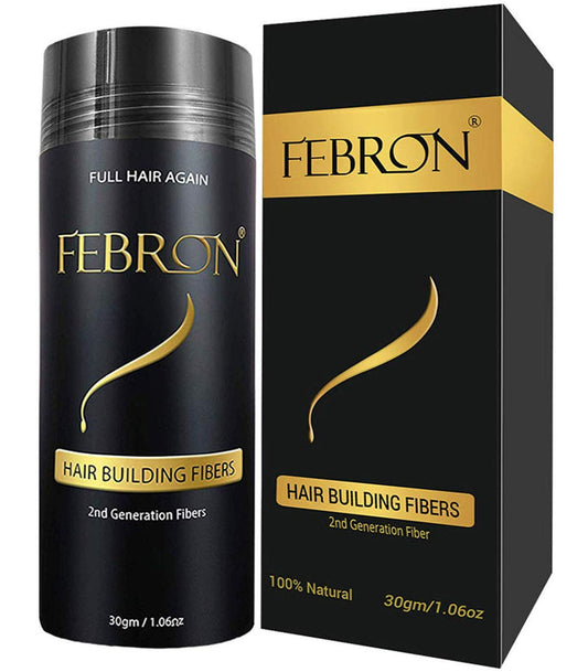 FEBRON Hair Fibers for Thinning Hair Black 30g – Hair Loss Concealer for Men & Women – Natural, Undetectable Hair Powder Filler for Bald Spots