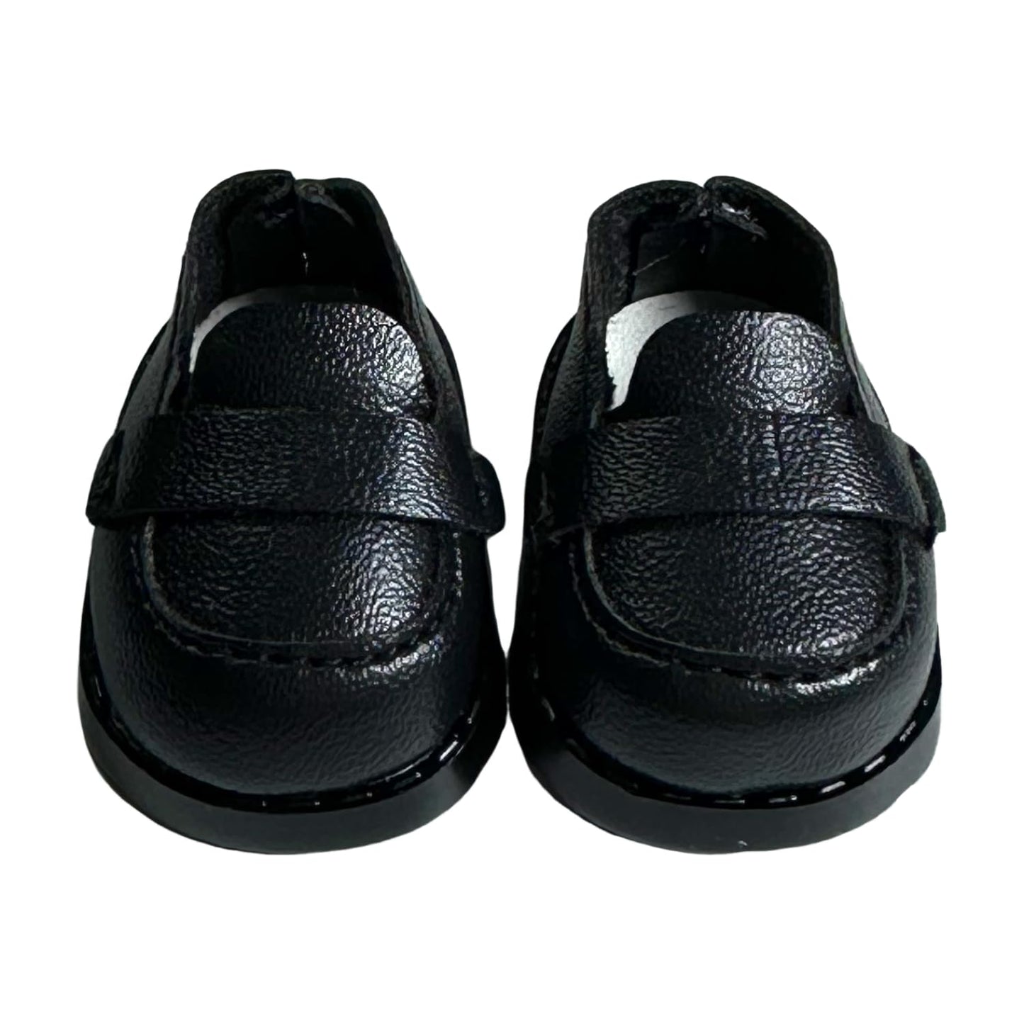 QIXINGWISE 1 Pair Doll Shoes for 15-17cm Dolls, Mini PU Leather Loafers, Fashion Doll Outfit Accessories, Black