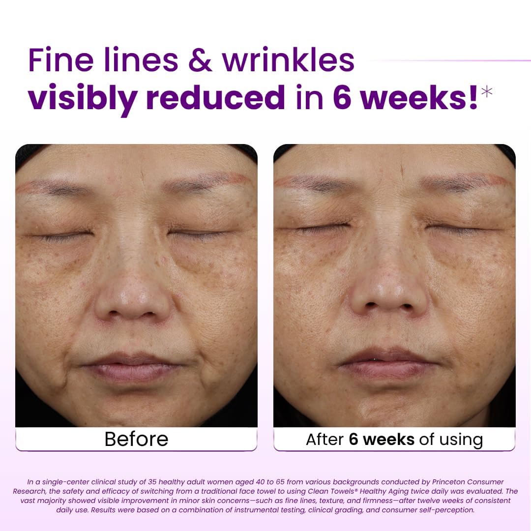 Clean Skin Club Healthy Aging Clean Towels® XL – Soft, Disposable Face Towels for Wrinkles, Fine Lines & Makeup Removal, 50 Count